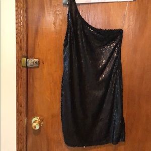 One shoulder mini sequins dress